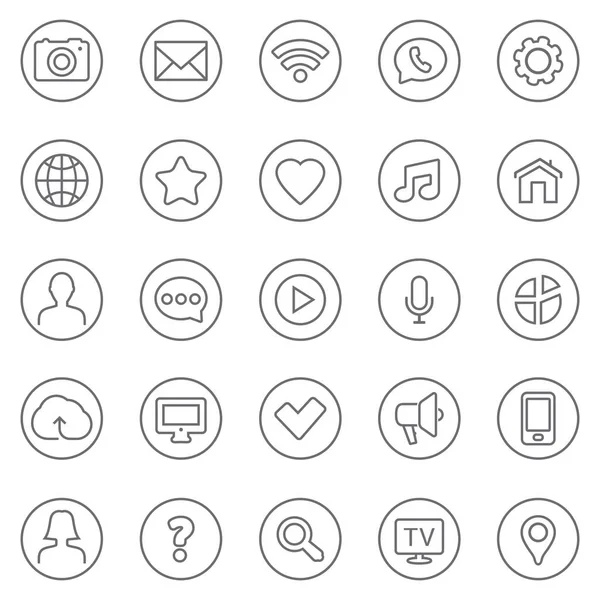 Set di icone web a linea sottile per contatto e comunicazione — Vettoriale Stock