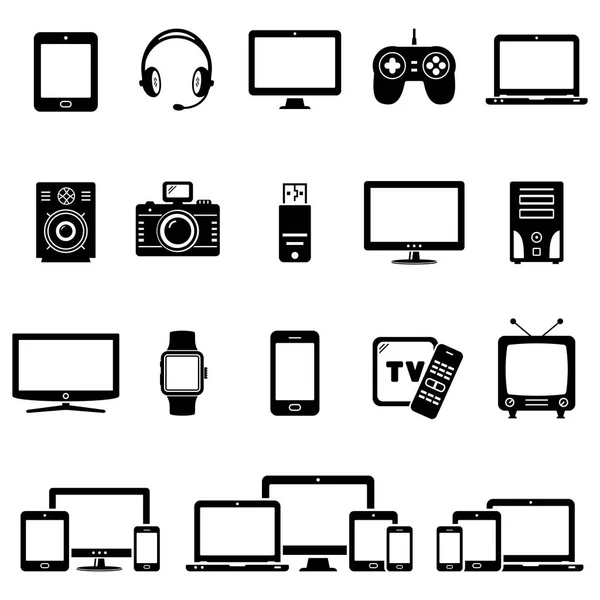 Set van moderne digitale apparaten pictogrammen — Stockvector