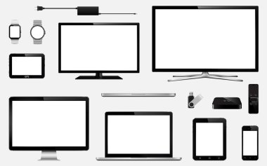 Gerçekçi akıllı tv, bilgisayar monitörleri, dizüstü bilgisayarlar, tablet, cep telefonu, akıllı izlemek, usb flash sürücü, gps navigasyon sistemi aygıt ve tv kutusu alıcı uzaktan kumanda ile kümesi