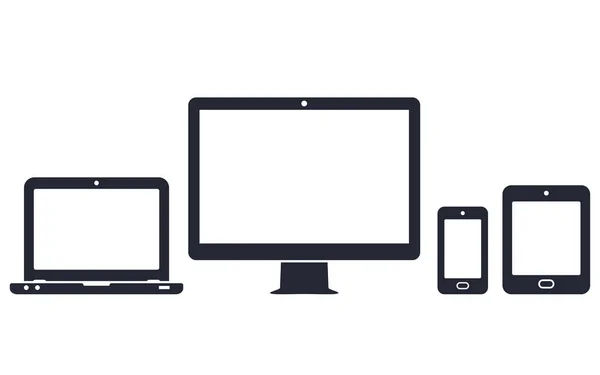 Smartphone, tablet, laptop e ícones de computador desktop. Dispositivos vetores de web design responsivo . — Vetor de Stock