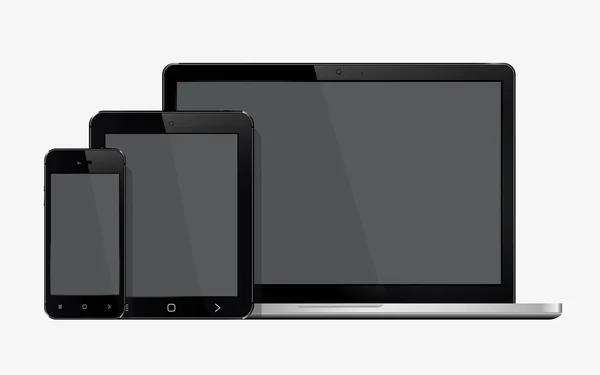 Laptop, smartfon i tablet pc makiety — Wektor stockowy