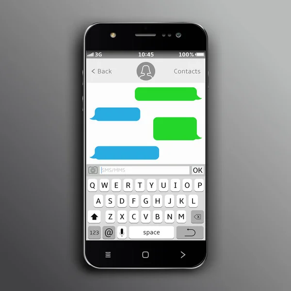 Teléfono móvil con sms chat — Vector de stock