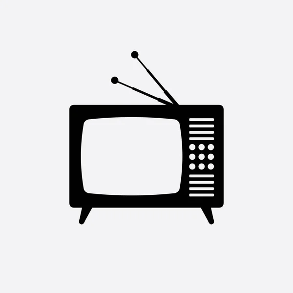 Retro tv vetor ícone preto — Vetor de Stock