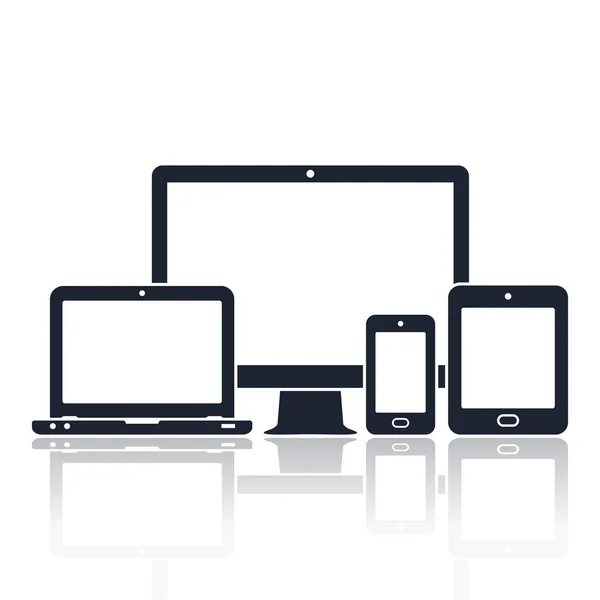 Ícones de dispositivos digitais. Telefone inteligente, tablet, laptop e monitor de computador. Ilustração vetorial do web design responsivo . — Vetor de Stock