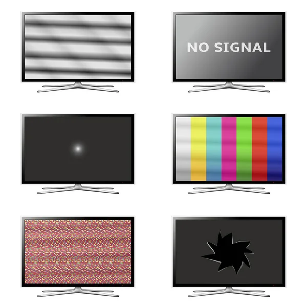 Flatscreen smart tv-toestel. Geen signaal tv schermen. — Stockvector