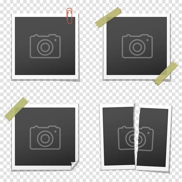 Conjunto de marcos de fotos vintage sobre fondo transparente — Archivo Imágenes Vectoriales