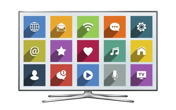 Smart TV com ícones — Vetor de Stock