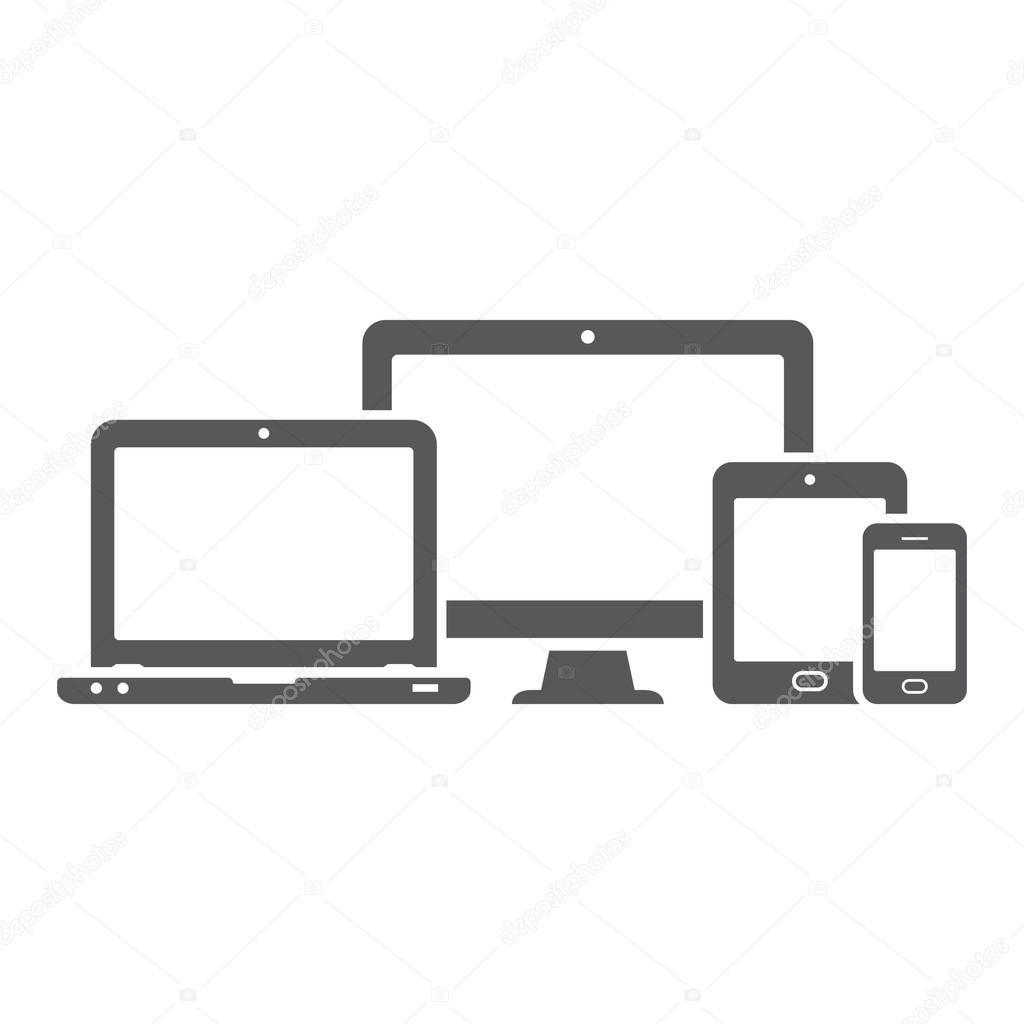 Modern monitor, laptop, smartphone and tablet icons