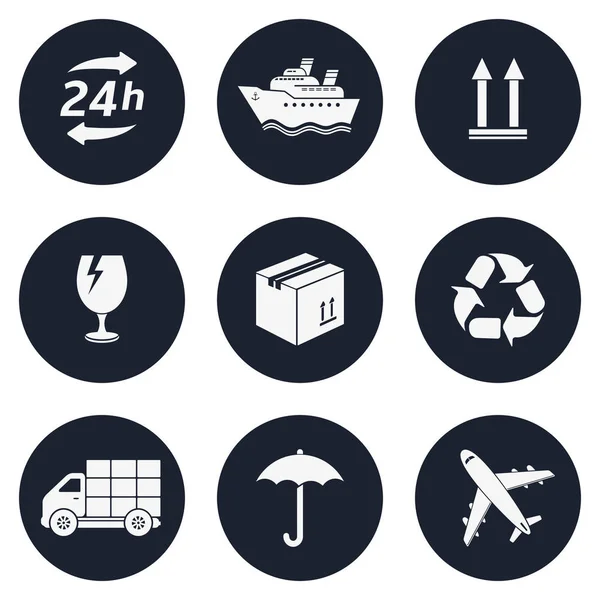 Dostawy, transport, transport okrągłych ikony — Wektor stockowy