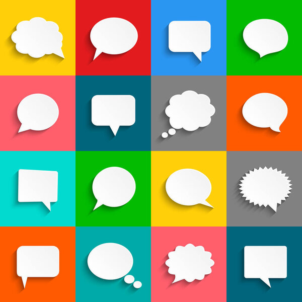 Vector white speech bubbles icon set