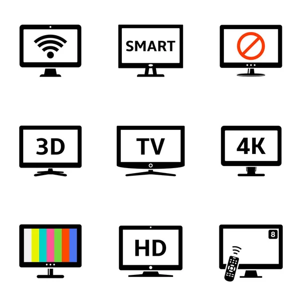 Moderne Fernsehsymbole gesetzt — Stockvektor