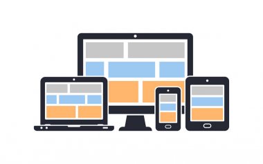 Web-bilgisayar ekranı, dizüstü bilgisayar, akıllı telefon, tablet Icons set için duyarlı tasarım