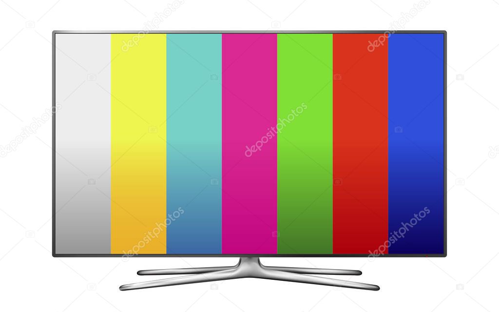 Vector illustration of modern LCD TV with painting test image