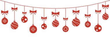 Noel topları arka planda asılı