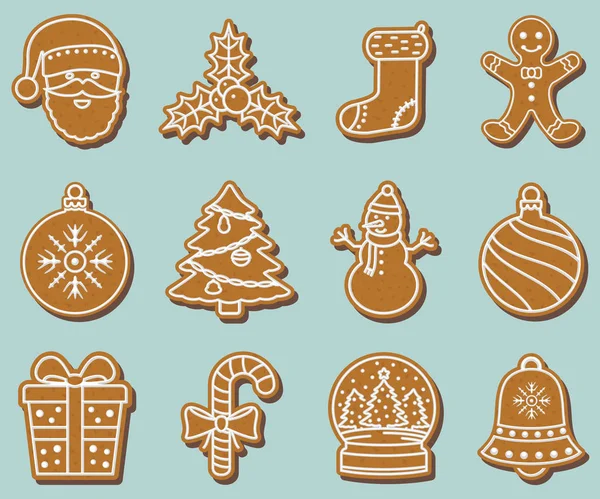 Set de galletas de jengibre de Navidad — Vector de stock