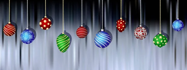 Boules de Noël suspendues sur fond flou — Image vectorielle