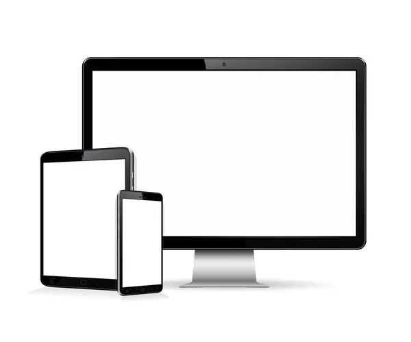Pantalla del ordenador, tableta, simulacro de teléfono inteligente — Archivo Imágenes Vectoriales