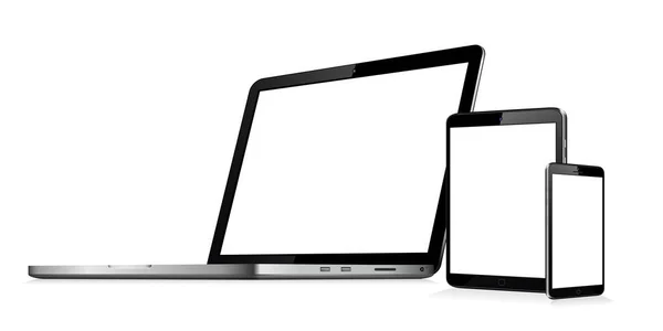 笔记本电脑、平板电脑、手机模拟 — 图库矢量图片