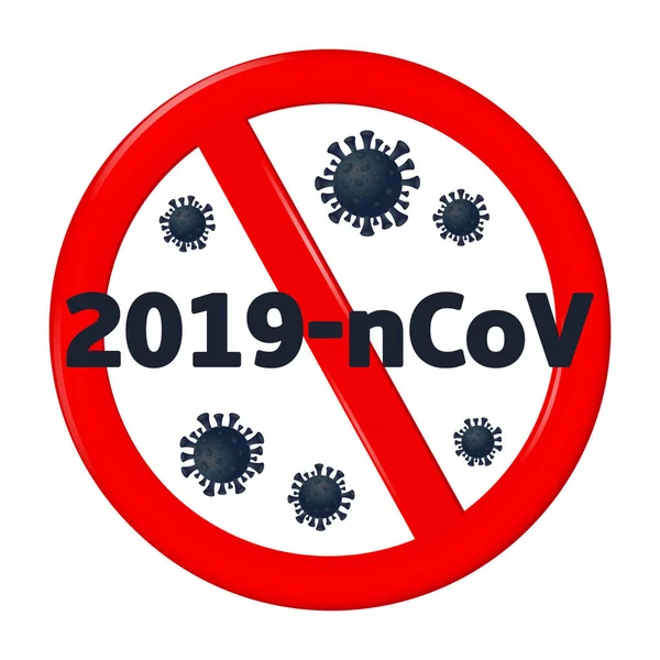 Stop coronavirus. Coronavirus 2019-nCoV is crossed out with red STOP sign — 图库矢量图片