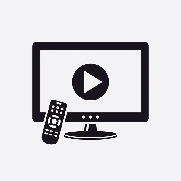 TV con icona pulsante di riproduzione video — Vettoriale Stock