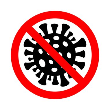 Kırmızı işaretli Coronavirus ikonu. Vektör illüstrasyonu.