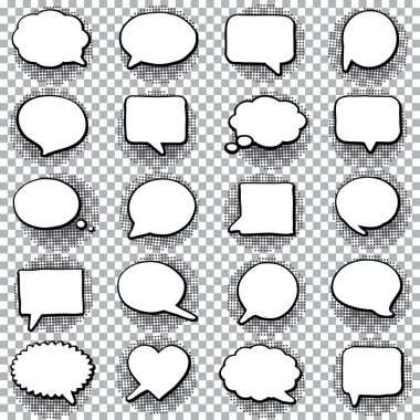 Şeffaf bir arkaplanda elle çizilmiş balon konuşması. Vektör illüstrasyonu.