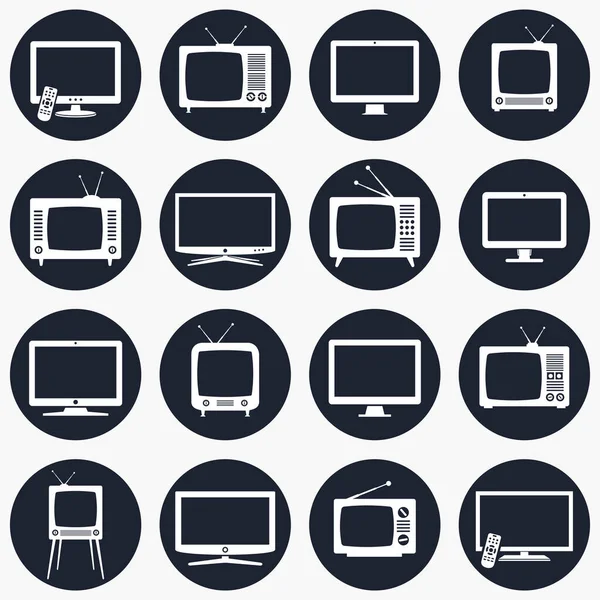 Μοντέρνα Και Ρετρό Τηλεόραση Εικονίδια Εικονογράφηση Διάνυσμα — Διανυσματικό Αρχείο
