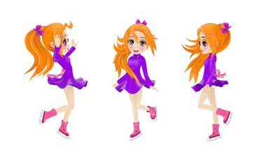 Mutlu buz pateni kız. İllüstrasyon