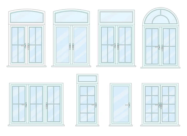 Vektorsammlung verschiedener Fenstertypen. — Stockvektor