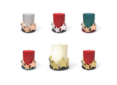 Mumlar. Noel süslemeleri kümesi. 3D görüntü