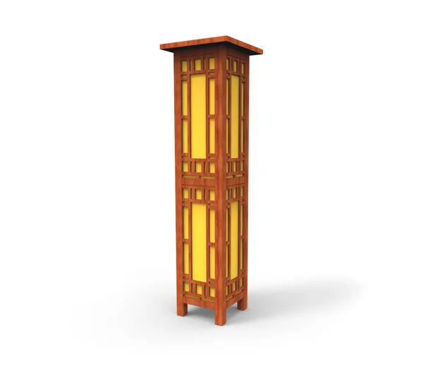 Lâmpada de madeira japonesa. Imagem 3D — Fotografia de Stock