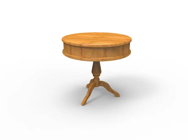 Mesa redonda de madera. Imagen 3D — Foto de Stock
