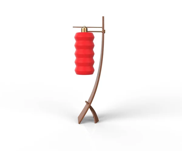 Lámpara de pie roja en estilo japonés aislada sobre fondo blanco . — Foto de Stock
