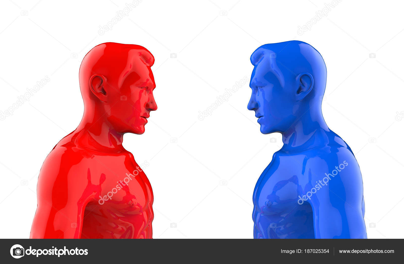 The Two Men Stand Face To Face 3d Illustration Stock Photo