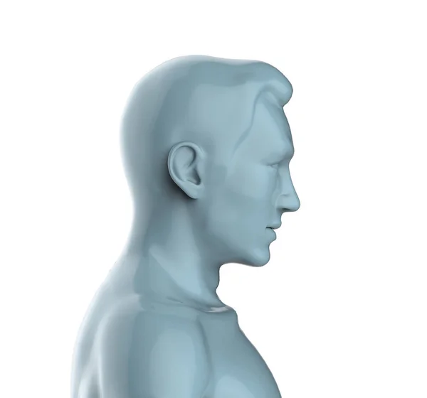 3d 渲染一个灰色的男性头。在白色上隔离 — 图库照片