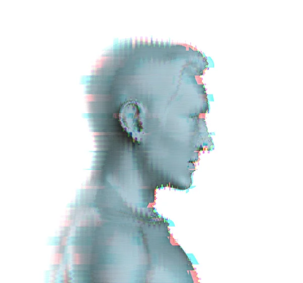 3D портрет людини з ефектом глюка. Ізольовані на білому — стокове фото