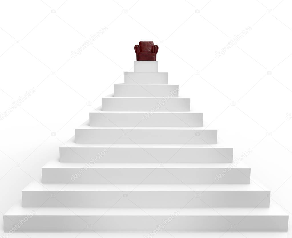 A symbol of success is an armchair on top of the pyramid.