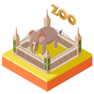 Hayvanat Bahçesi fil izometrik icon2
