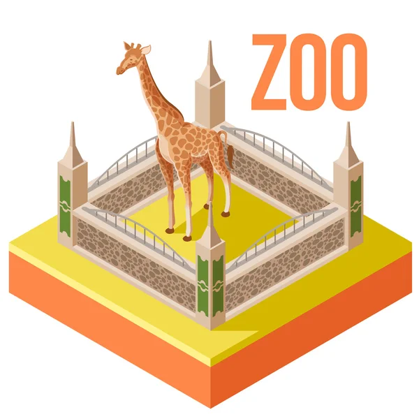 Hayvanat Bahçesi zürafa izometrik simgesi — Stok Vektör