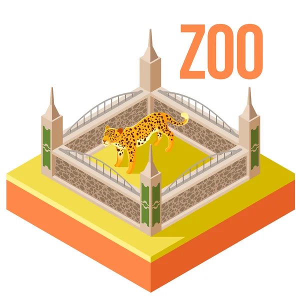 Zoo Leopardo ícono isométrico — Archivo Imágenes Vectoriales