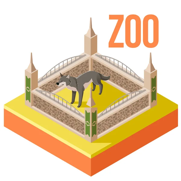 Zoo Wolf izometrické ikony — Stockový vektor
