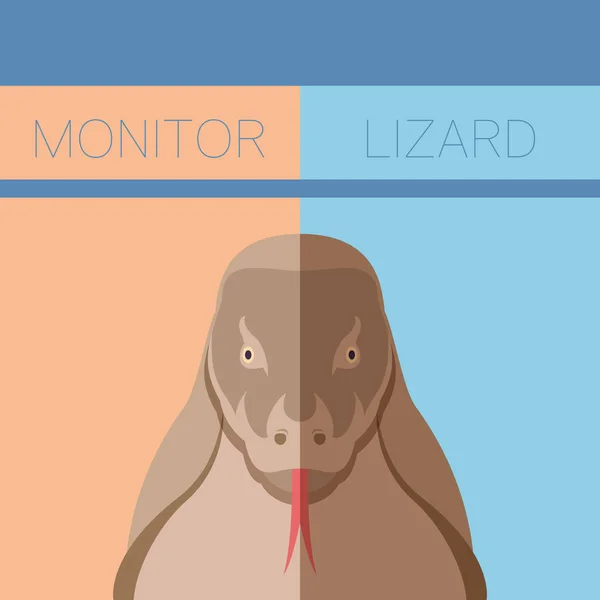 Monitor lizard platt vykort — Stock vektor