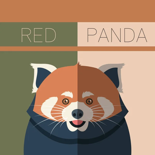 Red Panda flat postcard — Stock Vector