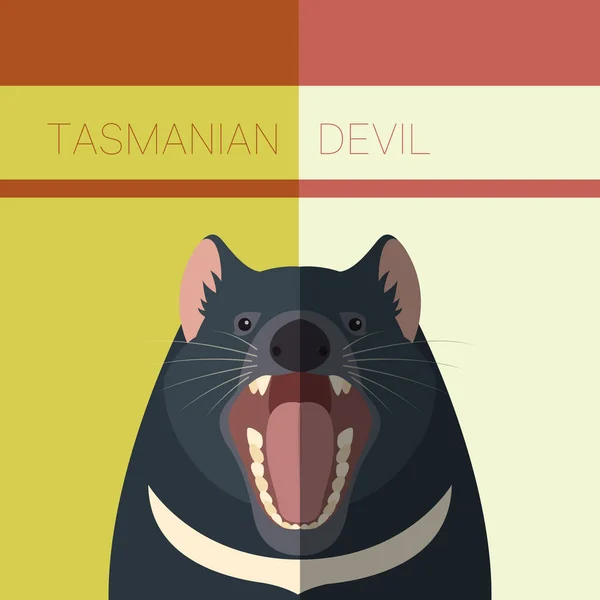 Tasmânia Diabo Plano cartão postal —  Vetores de Stock