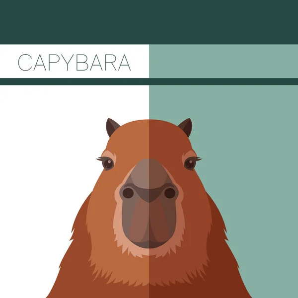 Επίπεδη καρτ ποστάλ με Capybara — Διανυσματικό Αρχείο