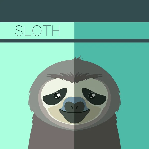 Flat postcard with Sloth — Stock Vector