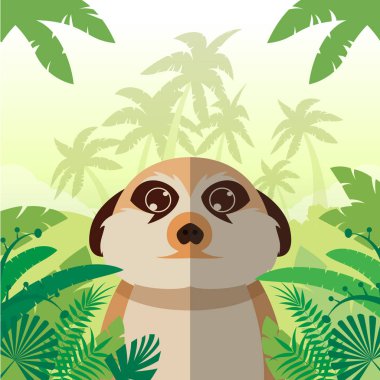 Meerkat on the Jungle Background clipart
