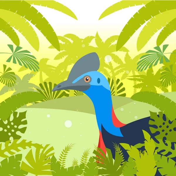 Cassowary on the Jungle Background — Stock Vector