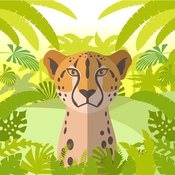 Cheetah on the Jungle Background — Stock Vector