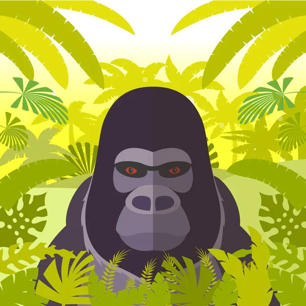 A dzsungel háttérben gorilla — Stock Vector